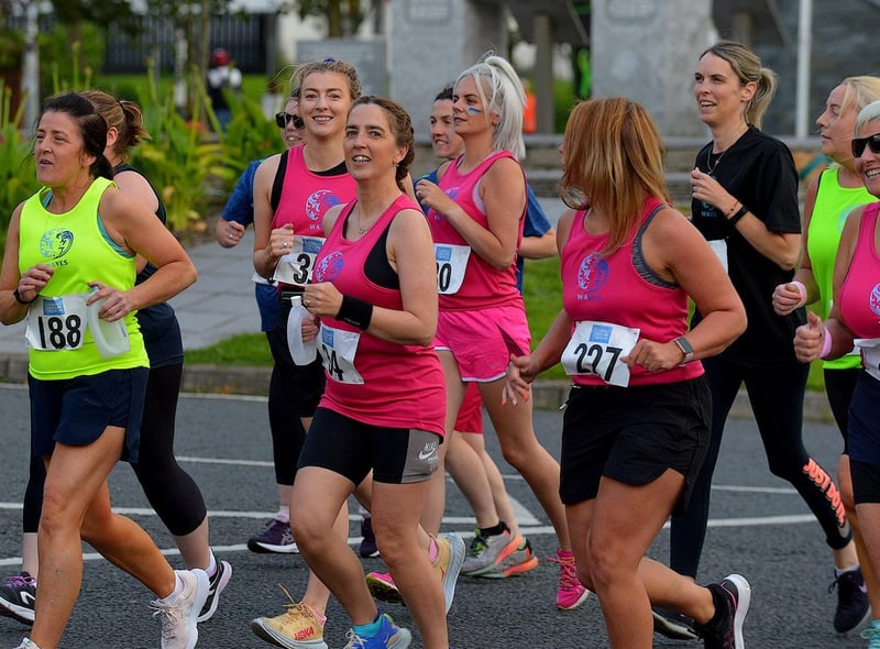 Runners make their way along Rossville Street during the Colm Quigley Jog in the Bog on Thursday evening last. Photo: George Sweeney.  DER2233GS – 041