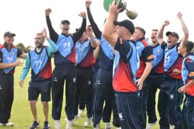 Newbuildings players celebrate clinching the Premier Division title. Picture by Lawrence Moore