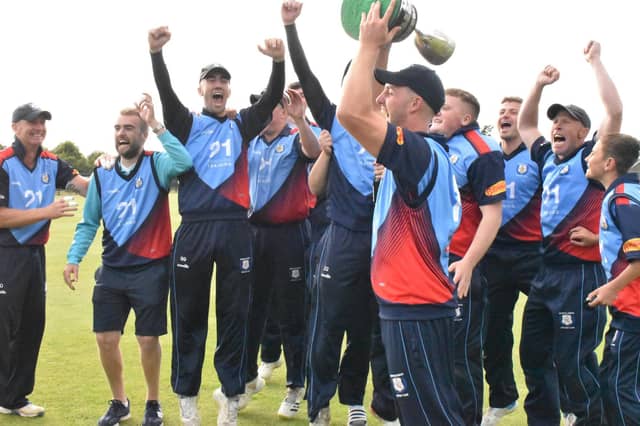 Newbuildings players celebrate clinching the Premier Division title. Picture by Lawrence Moore