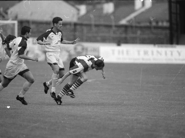 Tom Mohan takes a tumble.