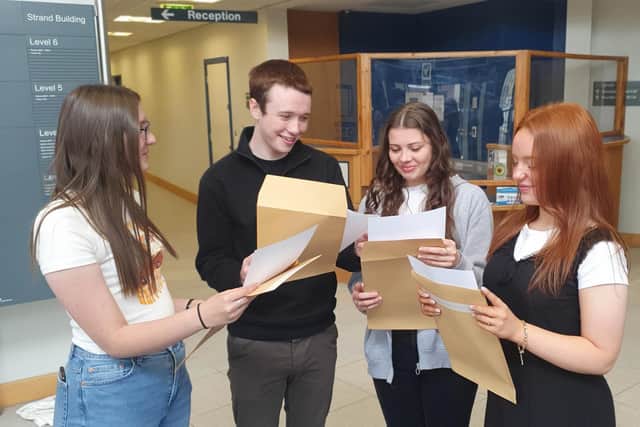 Students check their results at the NWRC.