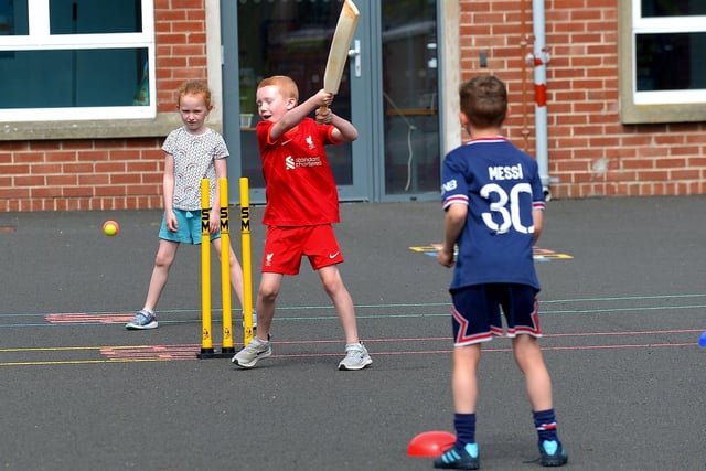 Cricket was popular at the Eglinton Community Summer Scheme.