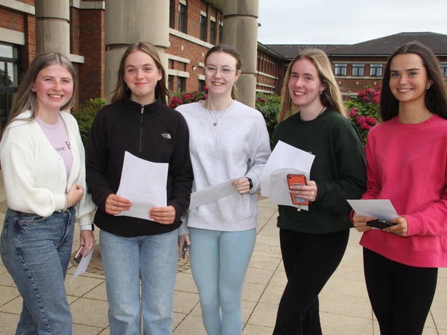 Thornhill students receiving their grades on Thursday.