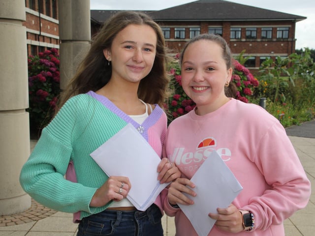 Thornhill students receiving their grades on Thursday.