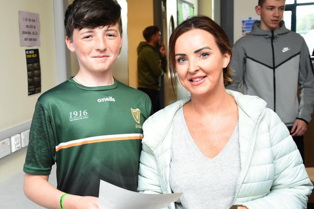 Jack Gallagher pictured with his mum Michelle at St. Josephâ€TMs boys School on Thursday morning.