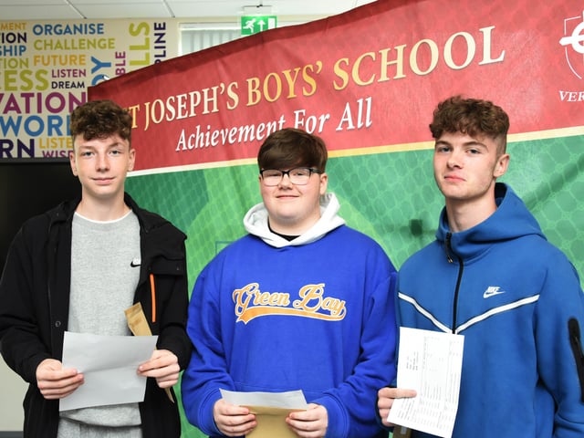 Successful GCSE students Sean Johnston, Dylan McClements and Damian O'Kane.