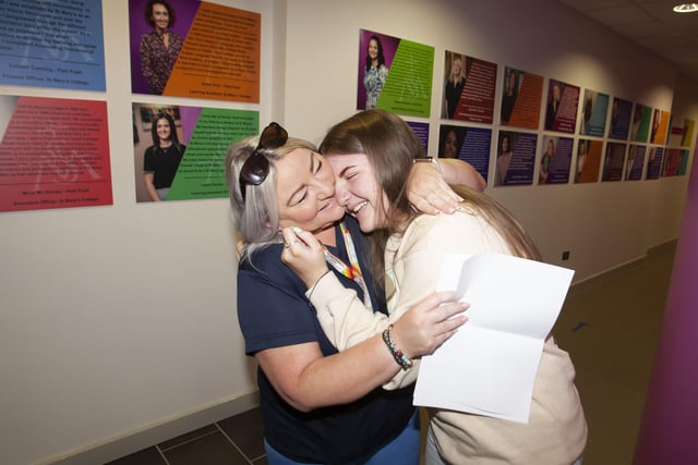 St. Maryâ€TMs student Zara Oâ€TMReilly absolutely delighted with her GCSE results pictured with mum Mary on Thursday morning. (Photo: Jim McCafferty Photography)
