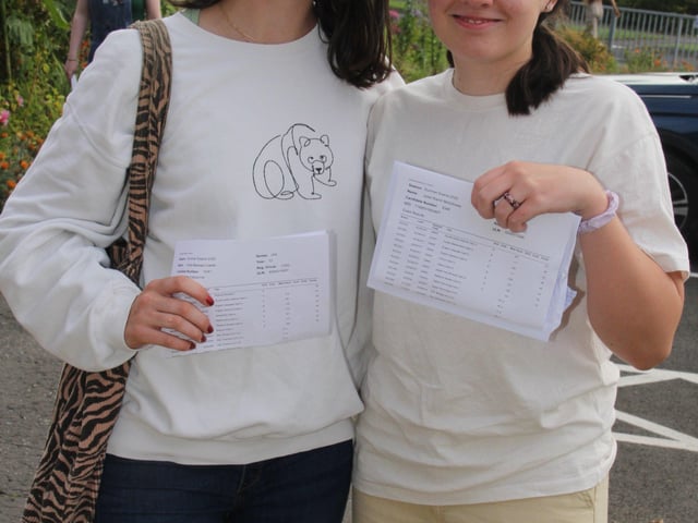 Thornhill students receiving their grades on Thursday.
