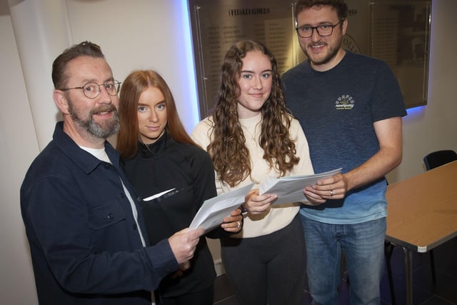 DELIGHTED DADS!. . . .Dads David Bell and Scott Burnside delighted with their daughterâ€TMs Niamh and Katie GCSE results at St. Maryâ€TMs on Thursday monring.