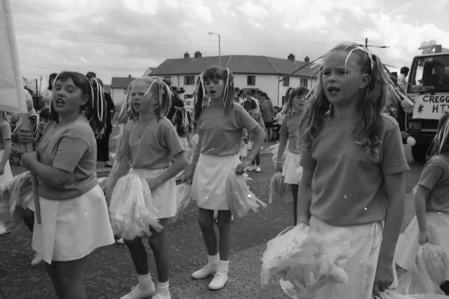 Among the hundreds of young people who took part in the Creggan festival parade.