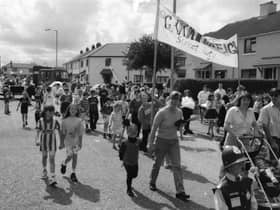 Residents of Carrickreagh take part in the Creggan festival parade during the estate’s 50th anniversary year.