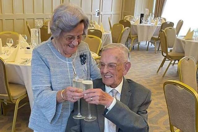 Hilda and Matt McColgan celebrated their 66th wedding anniversary in the Bishop's Gate Hotel, raisiing £1,050 for Trócaire.