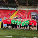 The two teams ahead of their challenge game at the Ryan McBride Brandywell Stadium.