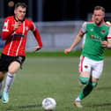 Derry City’s Ryan Graydon races away from Cork City left-back Kevin O’Connor.