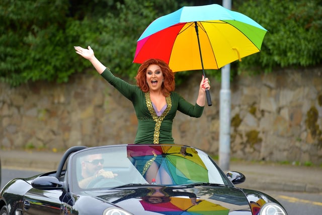 Porsche was guest of honour at the Foyle Pride Parade in Derry on Saturday afternoon. Photograph: George Sweeney / Derry Journal. DER2234GS – 026