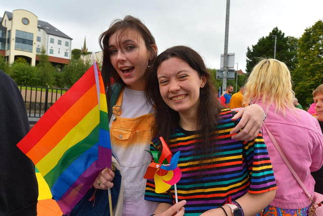Revellers at the Foyle Pride Parade in Derry on Saturday afternoon. Photograph: George Sweeney / Derry Journal. DER2234GS – 018