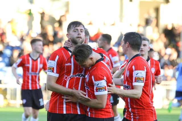 Will Patching got the ball rolling from the penalty spot as Derry City went on to hammer UCD 7-1 in the Brandywell last April.
