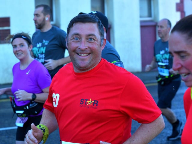 Star Running Club’s Seamus Crossan enjoying the Waterside Half Marathon course. Photo: George Sweeney. DER2236GS – 016