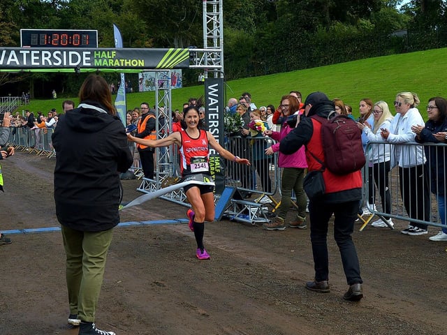 City of Derry Spartans’ Catherine Whoriskey finished the 39th Waterside Half Marathon on Sunday morning last with a time of 1:20:05. Photo: George Sweeney. DER2236GS – 023