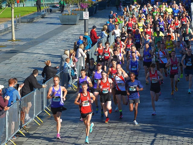 The 39th Waterside Half Marathon gets under way from Ebrington Square on Sunday morning last. Photo: George Sweeney. DER2236GS – 006
