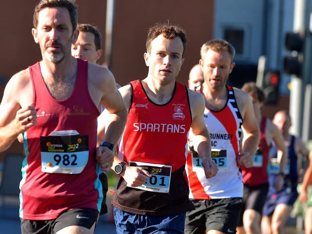 City of Derry Spartans’ Peter Melarkey (centre) out on the course on Sunday. Photo: George Sweeney. DER2236GS – 010