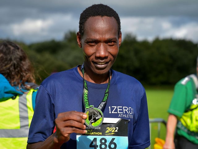 Gideon Kimosop won the the 39th Waterside Half Marathon on Sunday morning last with a time of 1:07:22. Photo: George Sweeney. DER2236GS – 020