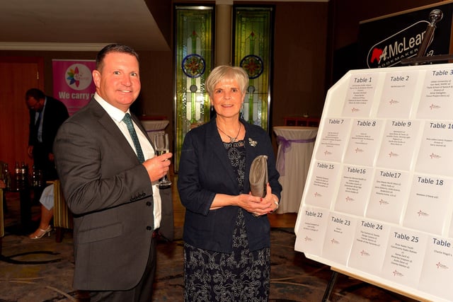 Micky Kelly and Maureen McHugh pictured at the Derry Journal People of the Year Awards 2022.  Photo: George Sweeney.  DER2235GS – 045