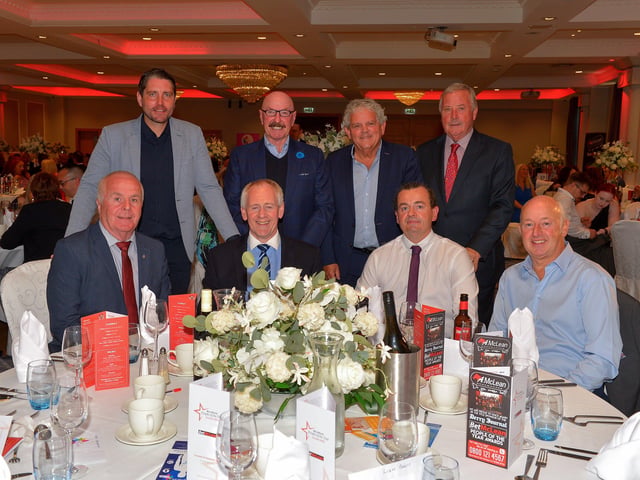 Principal sponsor Paul McLean pictured with guests at the Derry Journal People of the Year Awards 2022. Photo: George Sweeney. DER2235GS – 054