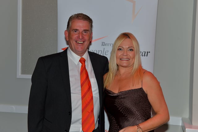 Martin and Pamela Mullan pictured at the Derry Journal People of the Year Awards 2022.. Photo: George Sweeney. DER2235GS – 044