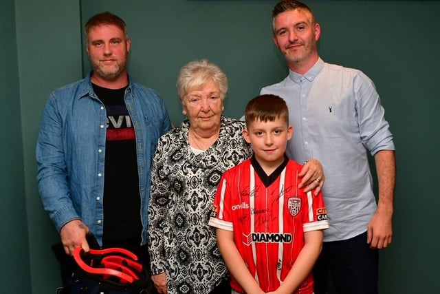 Dave Hasson from McCambridge Duffy winners of the Edgar McCormick Golf Classic pictured alongside Ciaran Duffy (McCambridge Duffy), Bridie McCormick and grandson Jamie McCormick at Saturday night's prize giving.