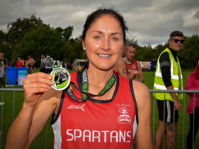 City of Derry Spartans’ Catherine Whoriskey was the first female to finish the 39th Waterside Half Marathon on Sunday morning last. Photo: George Sweeney. DER2236GS – 025