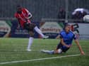 Derry City midfielder Sadou Diallo fires into the net in the second half against UCD.