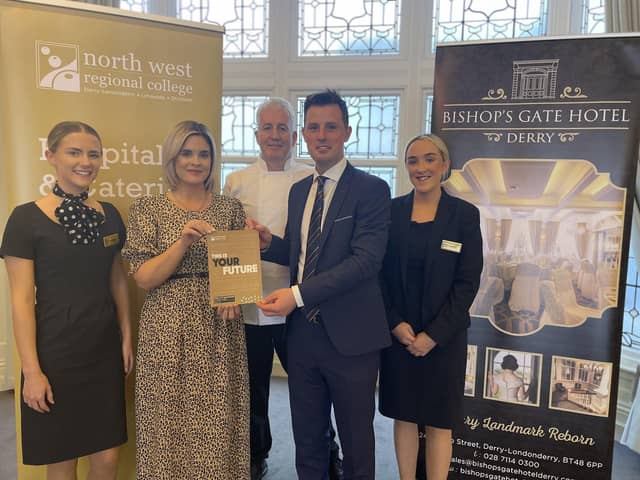 Robyn McGarrigle (Reception Team); Helen McGonigal (HLA Skills Development Officer, NWRC); Paul Sharkey (Executive Head Chef); JP McCafferty (General Manager) and Katie Beeton (F&B Team)