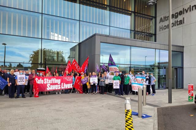 The Western Trust Trade Union Staffside have organised lunchtime demonstrations, which will be held regularly until either an acceptable pay offer is made or until unions vote on industrial action