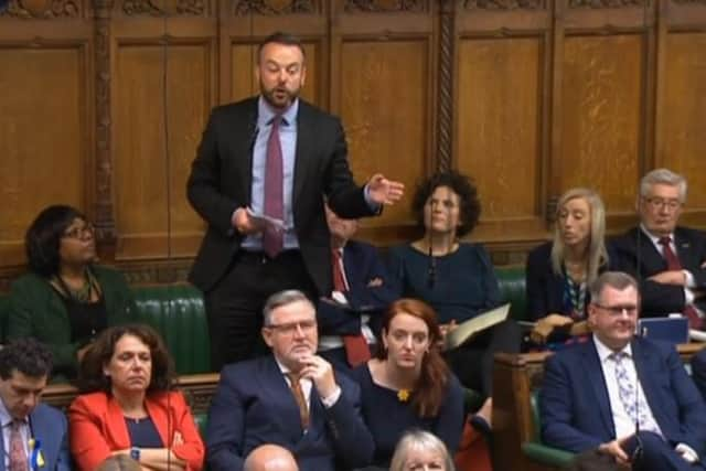 Colum Eastwood addressing Liz Truss this afternoon.