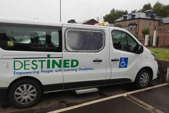 The damaged eight-seater vehicle belonging to Destined.