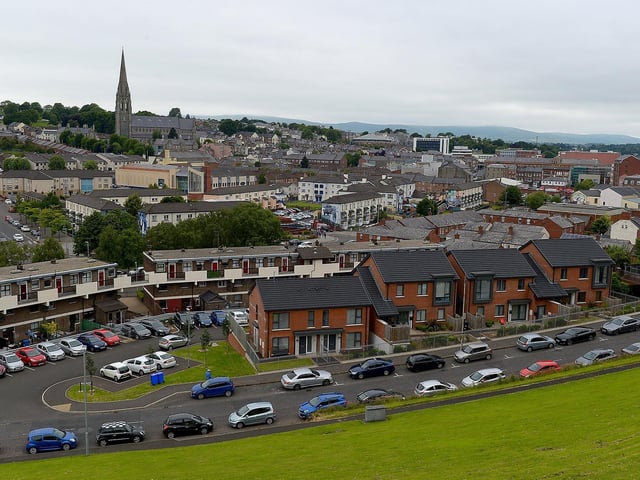Fahan Street (Sráid Fhathna). Fahan is a village and parish in Inishowen, Co. Donegal (Dict. Ulst. PN). Various etymologies have been proposed. One is that it is from Ir. fathain, a variant of athain, meaning 'grave, burial place'. Another is that it comes from Ir. faithche, or faheen, meaning a 'little green'.
