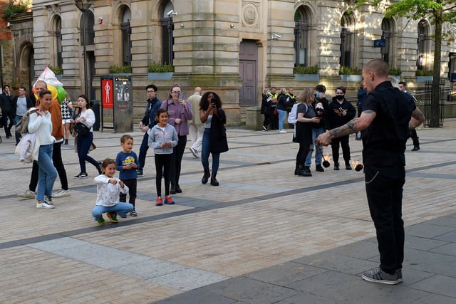 The Fire-eater performing in Waterloo Place, was a popular attraction, during the Culture Night last year.  DER2137GS - 040