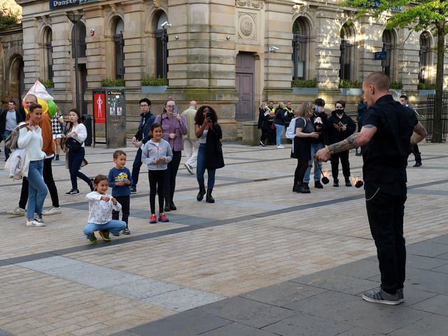 The Fire-eater performing in Waterloo Place, was a popular attraction, during the Culture Night last year. DER2137GS - 040