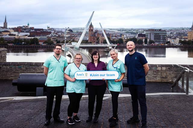 Pictured from Ann's Nursing Care are Daniel Wesley, Wendy Jackson, Kate Wesley, Lucia Fraser and Matthew McCartney