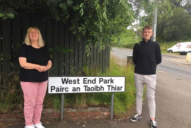 Mary Delargy with her son Padraig.