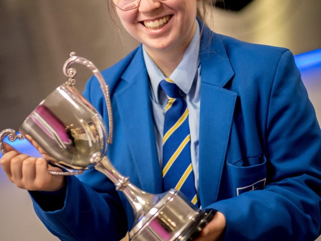 Eilise Anderson receiving her award for the Highest Achieving GCSE student.