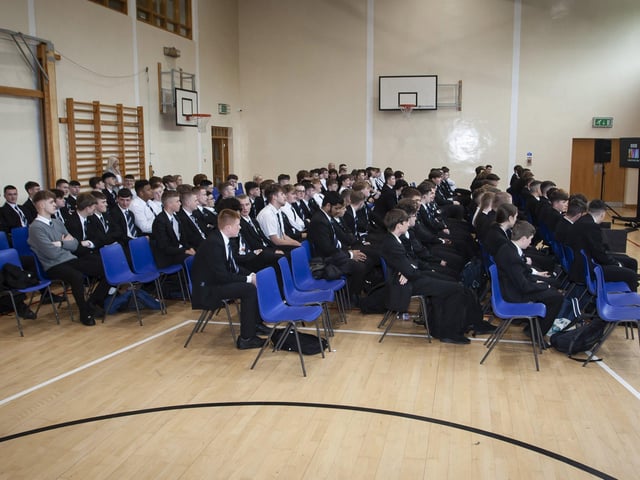 Year 13 students from St. Columb's College taking part in the BBC's 'Share Your Story' programme last week. (Photos: Jim McCafferty Photography)