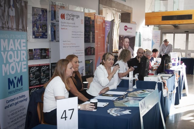 Some of the stalls and exhibitors at the Derry Strabane Jobs Fair at the Millennium Forum on Thursday.