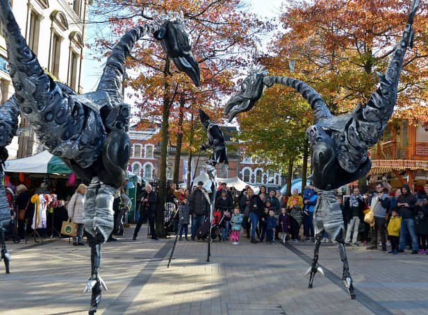 The Sauruses were a popular attraction at the Heart of Samhain celebrations, in Guildhall Square, on Saturday afternoon last. DER4319GS - 094