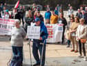 Councillor Sandra Duffy, Mayor of Derry City and Strabane District Council hosted a public rally  in Guildhall Square on Saturday to highlight the Cost of Living Crisis. Picture Martin McKeown. 24.09.22
