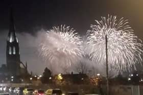 The fireworks as seen from the Moor.