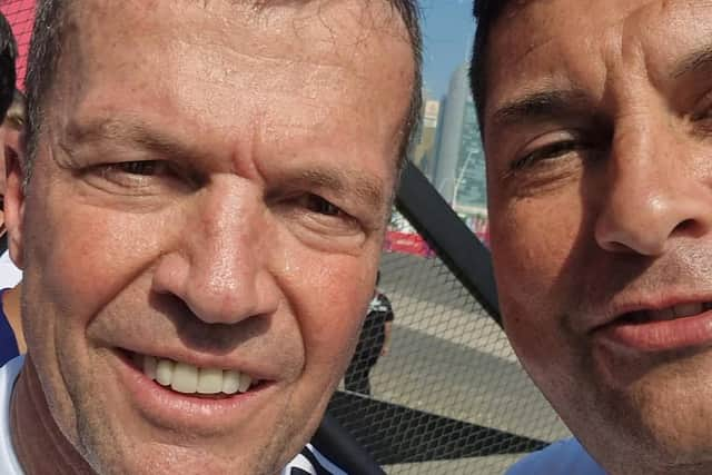 Derry man Eddie Doherty with German legend Lothar Matthäus at the FIFA World Cup in Qatar.