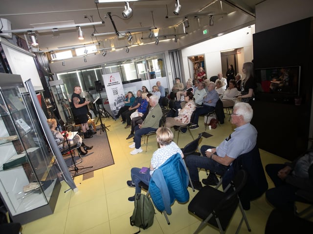 THE EMPEROR IS NAKED. . . .Former British soldier Michael John Pike (Spike Pike) speaking at a Feile event in the Museum of Free Derry on Saturday. The discussion was chaired by Martina Anderson. (Photos: Jim McCafferty Photography)