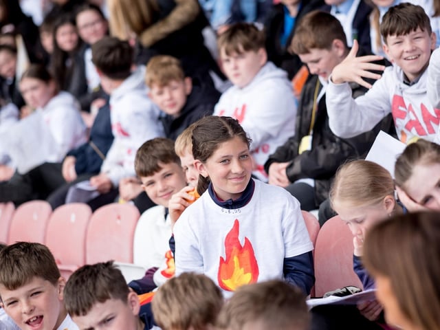 Participants at the Derry Diocese Fan The Flame annual Mass 2025 in Celtic Park.